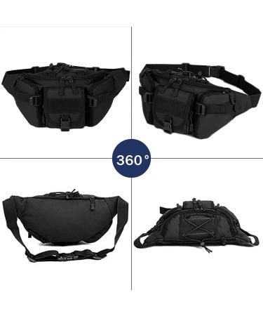 Huntvp Tactical Belt Bag | Water-Repellent Hip Bag for Outdoor Activities | Perfect for Running Hiking Cycling & Camping | Black - L - Buy Online on GoSupps.com