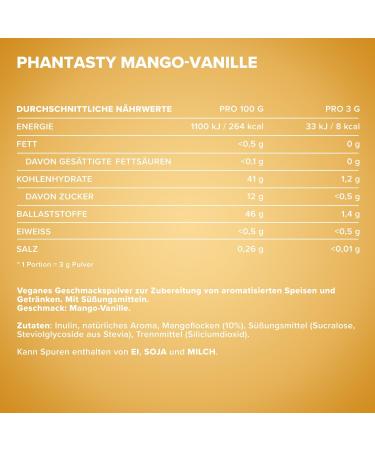 Ironmaxx Phantasty Vegan Taste Powder - Mango Vanilla Dream 250g | Real Fructose | International Shipping - Buy Online on GoSupps.com