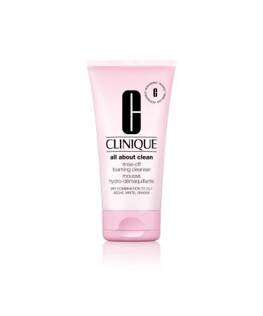 Clinique All About Clean Rinse-Off Foaming Face Wash | Face Cleanser With Hyaluronic Acid + Glycerin For Oily Skin Types | Dissolves Makeup + Sunscreen 5 Fl Oz - Full Size