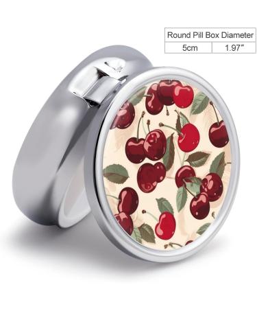 Cherry Pattern Travel Pill Box - 3 Compartment Portable Pill Organizer for Handbag & Pocket - Buy Online on GoSupps.com