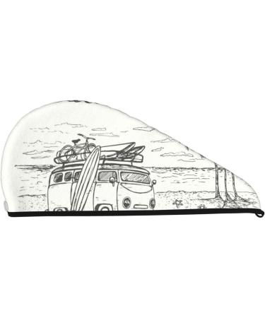 Buy Summer Vacation Camping Van Microfiber Hair Towel - Soft Super Absorbent Coral Velvet Quick Dry Wrap for Long Curly Thick Hair - Buy Online on GoSupps.com
