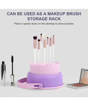 Portable Makeup Brush Cleaning Bowl 3-in-1 Silicone Makeup Brush Cleaning Bowl with Lanyard for Drying and Storage Accessories Function (Purple) - Buy Online on GoSupps.com