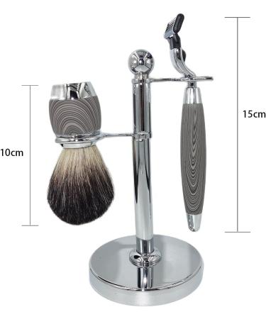 Shop Kjyr Portable Men's Stainless Steel Shaving Brush & Holder - Stylish Wood Handle 3 Security Blades Durable 11x17cm - International Shipping Available - Buy Online on GoSupps.com