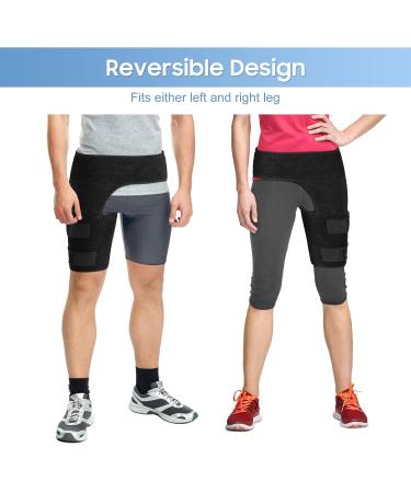 Adjustable Hip Support Neoprene Brace | Groin Wrap for Pulled Muscles | Thigh Compression Sleeve with Hip Strap | Sciatica Support for Men & Women | Non-Slip Design - Buy Online on GoSupps.com