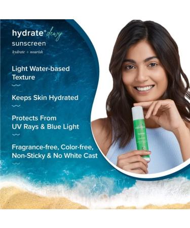 Hydrate+ Dewy Sunscreen SPF 50 PA+++ | Blue Light Protection | Fragrance-Free | Ideal for Oily Combination & Dry Skin | 50 gm - Buy Online on GoSupps.com
