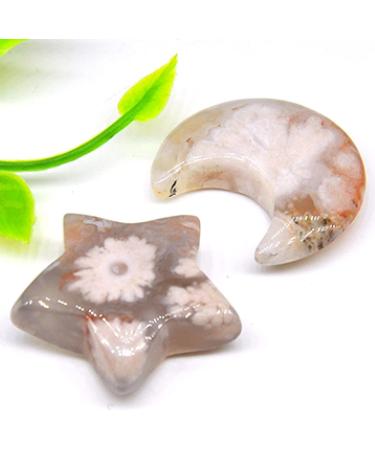 A Pair Gemstone Carved Moon and Star Shaped Couple Necklace Pendants Natural Stone Crystals Polished Figurine Craft Gift JZIGTDEM (Color : Dragon Blood Jasper Size : 1pair 1.18in) - Buy Online on GoSupps.com