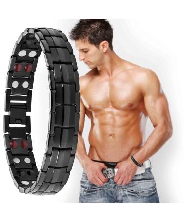 Generically SEAGRIL FAR-INFRAROT-ion bracelet Noruion Far-Infrarot-ion bracelet him Far Infrared Ionizer Wristband Magnnet hard band men with tools adjustable length (black)
