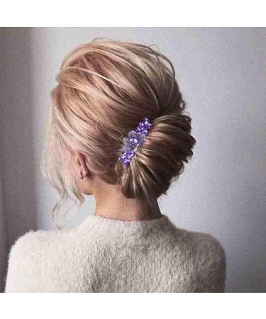 Yheakne Crystal Wedding Hair Clip - Purple Rhinestone Bling Bride Headgear | Elegant Hair Jewelry for Women & Girls - Buy Online on GoSupps.com