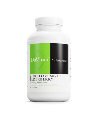 DAVINCI Labs Zinc Lozenge + Elderberry - Zinc Supplement to Support The Immune System Healthy Lungs and Throat Tissues* - with Vitamin D3 Zinc Elderberry and More - Lemon Flavor - 60 Lozenges