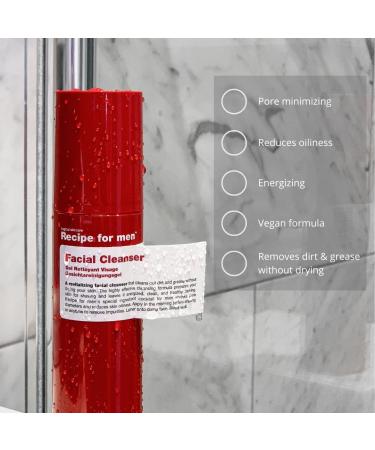 RECIPE FOR MEN Revitalizing Facial Cleanser: Effective Men's Formula with Sebustop Sea Plant Extract & Minerals 100% Vegan - 100 ml - Buy Online on GoSupps.com