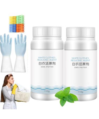 Household White Clothing Reducing Agent White Laundry Whitener White Laundry Detergent Laundry Whitener and Stain Remover Powder (110g-2pcs)