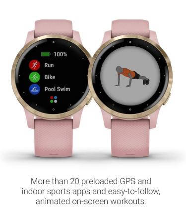 Garmin V voactive 4S Renewed Smartwatch | GPS, Music, Body Energy Monitoring | Light Gold/Light Pink Band - 40mm - Buy Online on GoSupps.com