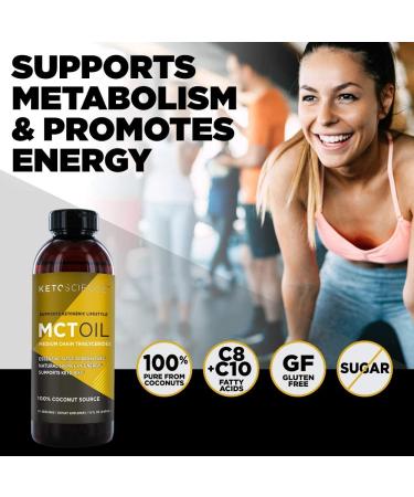 Keto Science Ketogenic MCT Oil Dietary Supplement | 100% Coconut Oil for Sustained Natural Energy | Promotes Fat Burn & Weight Loss | Unflavoured | 15 Fl Oz - Buy Online on GoSupps.com