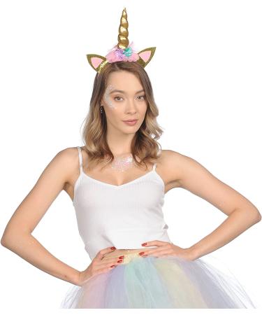 FUNCREDIBLE Unicorn Headband with Chunky Glitter - Rainbow | Halloween Cosplay Party Costume Accessory for Women, Girls, and Kids - Buy Online on GoSupps.com