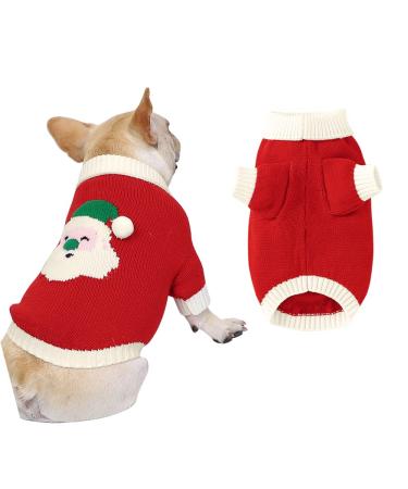 Dog Sweater Puppy Christmas Snowman Sweater Small Dog T-Shirts Soft Thickened Dog Shirt(82W942 Red-SM) Red M