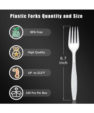 Plastic Forks 100 Pieces 6.7 Inch Reusable Plastic Forks Transparent and Robust Cutlery Sets for Birthday Party Barbecue Party Wedding ect Transparent Plastic Forks 100 Pcs - Buy Online on GoSupps.com