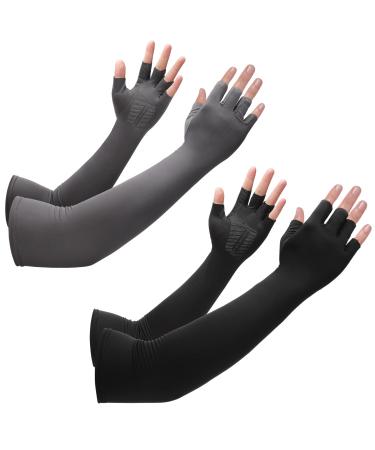 Nuanchu 2 Pairs Compression Gloves Long Wrist Compression Sleeve Carpal Tunnel Gloves Compression Arm Sleeves Hand Compression Gloves for Men Women Computer Typing  Support Hands Wrist and Arm