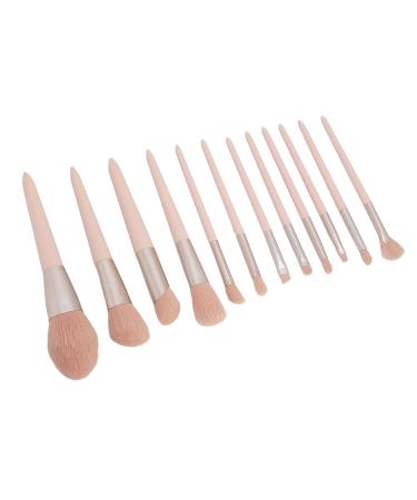 Soft Pink Fiber Hair Brushes Set | 12pcs Professional Makeup Tools for Blush Eyebrow & Eyeshadow - International Shipping Available - Buy Online on GoSupps.com