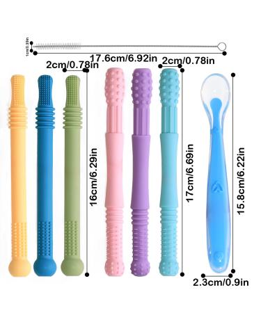6-Piece BPA-Free Silicone Baby Bite Tube Set | Dental Aid & Food-Grade Bite Rings | Includes Cleaning Tool & Spoon | International Shipping Available - Buy Online on GoSupps.com