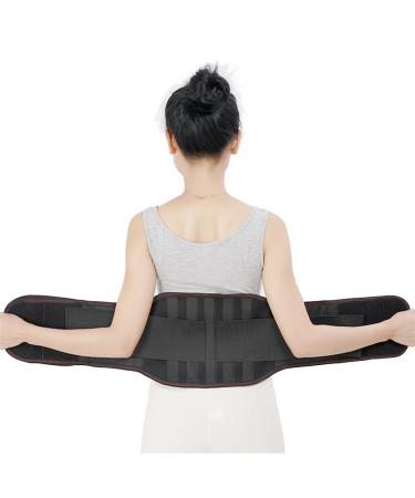 Self-Heating Back Brace Lumbar Decompression Support Belt With Removable Heating Pad For Men Woman Pain Relief Warm Waist Correction (Color : Black Size : M/Medium) M/Medium Black