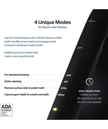 Aquasonic Black Series Ultra Whitening Rechargeable Electric Toothbrush - Black - Buy Online on GoSupps.com