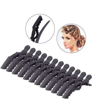 12 Piece Black Alligator Hair Clips - Salon Neckline Clips for Strong Hair & Hairdresser Styling - Buy Online on GoSupps.com