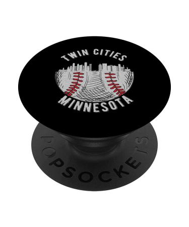 Cool Twin Cities Minnesota MN Baseball Skyline St. Paul-MPLS PopSockets Swappable PopGrip Black