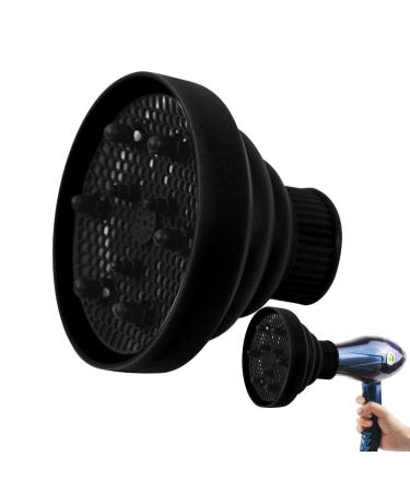 Pzuryhg Blow Dryer Attachment - Foldable Silicone Hair Dryer Nozzle Heat Resistant - Soft Blow Dryer Accessory Multifunctional Hair Styling Supplies for Girls black
