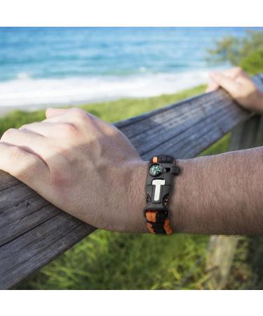 Flintronic 5-in-1 Paracord Survival Bracelet | Military-Grade Outdoor Kit with Flint Compass Mini Saw & Waterproof Paracord - Buy Online on GoSupps.com