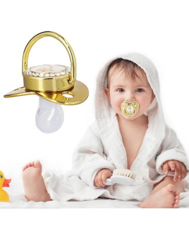 Rhinestone Night Pacifier with Chain Clip - Exquisite Golden Crown Letter Design for Infants - Buy Online on GoSupps.com