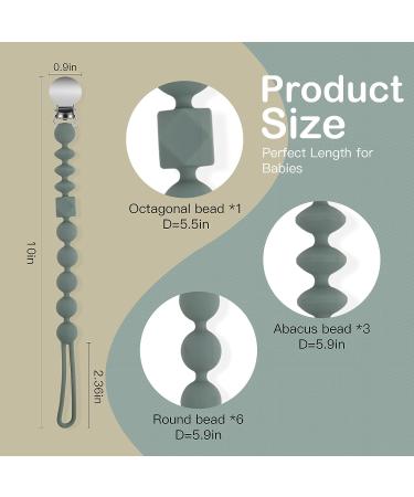 Sage Cream White Silicone Pacifier Clip Holder Set - 2 Pack | Soft & Flexible Binky Clips for Boys & Girls - Baby Newborn Essentials, Birthday Christmas Shower Gift - Buy Online on GoSupps.com