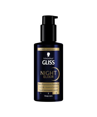 Schwarzkopf Gliss Night Elixir Overnight Repair Serum 100 ml hair serum with HAPTIQ system and black pearl extract products for damaged and dry hair