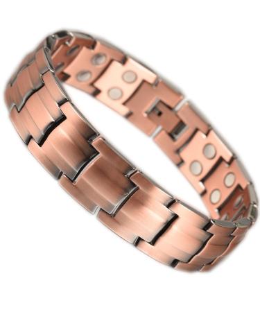 Men's bracelet made of copper adjustable pure copper with magnets pain relief in arthritis and carpal tunnel syndrome migraine tennis arm (type 1) type 1 All magnets