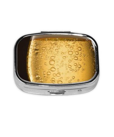 Beer Bubble Printed Square Pill Box Portable Travelling Pill Box Medicine Organiser