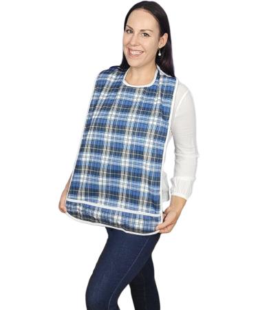 Modaliv Adult Bib - Waterproof Reusable Clothing Protector with Food Catcher - Machine Washable Senior Men and Women Bib for Eating - Blue - Buy Online on GoSupps.com