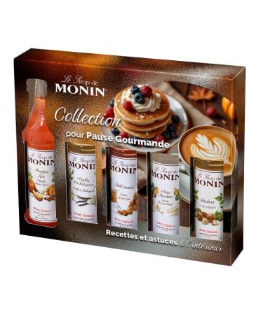 MONIN Set for Coffee & Desserts - Spicy Pumpkin Vanilla Salted Caramel White Chocolate and Hazelnut for Latte Coffee and Hot Chocolates - 5x5cl