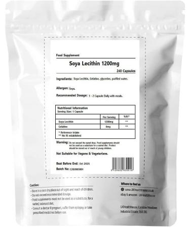 Lecithin Softgel Capsules 1200mg x 240 - High Strength Omega 6 GLA - Women's Health & Metabolism - Ideal for New Mums - UKHealthHouse - 240 Count - Buy Online on GoSupps.com