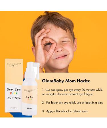 GlamBaby Dry Eye Spray for Kids of All Ages | Gentle, Soothing Hypochlorous Spray, 60ml | Relief Eye Drops for Dry Eyes | for Tired Eyes and Device Fatigue | Gentle Eye Care Solution for Eye Strain - Buy Online on GoSupps.com