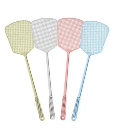 BAMFY 4 Pcs Fly Swatter Manual Heavy Duty Fly Swatters Durable Long Handle Fly Killer for Indoor Outdoor Travel Home