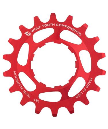 Wolf Tooth CNC Machined Aluminum Singlespeed Cogs in Colors Red 18t