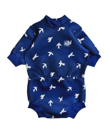 Splash About Happy Nappy Wetsuit with Reusable Swim Nappy White Birds 12-24 Months