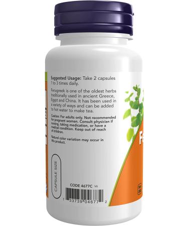 Now Foods Fenugreek 500 mg - 100 Veg Capsules | Herbal Supplement for Lactation & Wellness - Buy Online on GoSupps.com