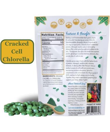 NaturalZing 100% Pure Chlorella/Spirulina Tablets | 1000 250mg Tablets | 60 Servings | 60% Protein | Vegan Protein | Omega 3s | Alkaline | Chlorophyll | Cracked Cell | Grown with Sunlight | Taiwanese - Buy Online on GoSupps.com