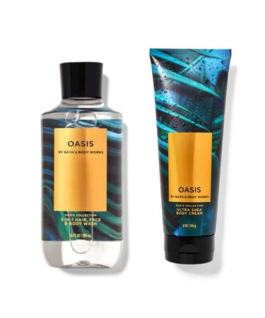 B & Body Works Bath and Body Works Oasis For Men Ultra Shea Body Cream and 3 in 1 Hair  Face & Body Wash Full Size