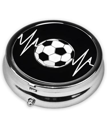 I Love Soccer Mini Round Pill Box | 3 Compartment Portable Pill Organizer for Travel Home & Office - Buy Online on GoSupps.com