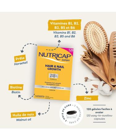 NUTRISANTE Nutricap Expert Hair & Nail Growth - Food Supplement for Fast Hair Growth - Exclusive Capiline Complex - Promotes Hair Growth & Development - Biotin Walnut Oil Vitamin B3-120 softgels - Buy Online on GoSupps.com