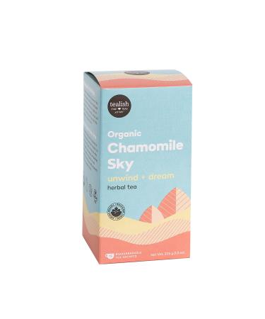 Tealish - Organic Chamomile Sky Herbal Tea Sachets 15 Biodegradable Tea Bags - Organic Herbal Tea Bags - Chamomile Tea with Turmeric for Sleep and Relaxation