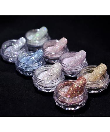 GZMAYUEN Crystal Diamond Nail Glitter Powder Set - 8 Pieces Gold, Silver, Rose Gold, Blue Glass Stone Chrome Sparkles - Nail Pigment Decoration Kit - Buy Online on GoSupps.com