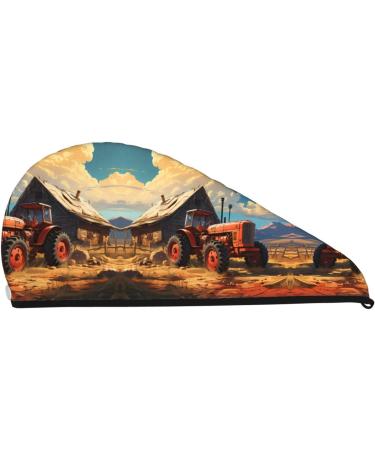 Super Absorbent Red Tractor Hair Cap for Girls - Quick Dry Elastic Wrap for Long Thick Hair - Buy Online on GoSupps.com