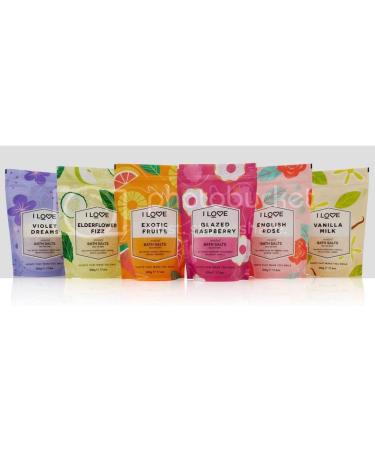 I Love Glazed Raspberry Scented Bath Salts - 99% Naturally Derived Vegan-Friendly 500G | Silky Smooth Skin with ACB Bio-Water Bamboo - Buy Online on GoSupps.com